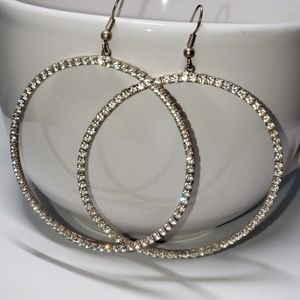 3" Rhinestone Hoop Earrings